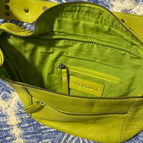 NNT Free People Wilder Embellished Pebbled Leather Sling Bag Concho Green Lime - Picture 7 of 8